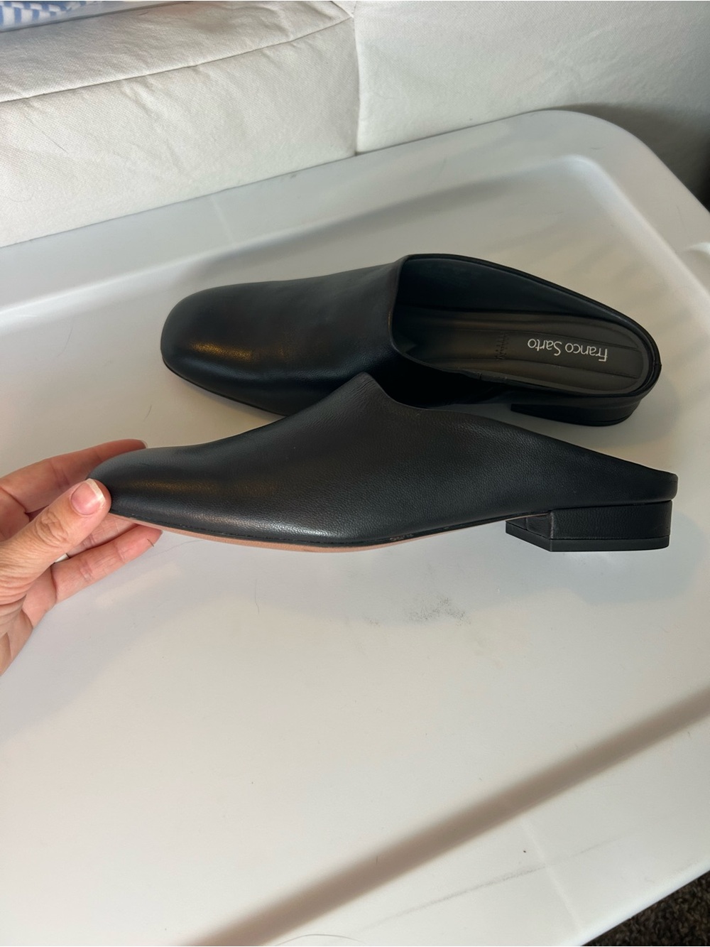 NWT Franco Sarto Black Leather Daley Mules - Picture 2 of 9